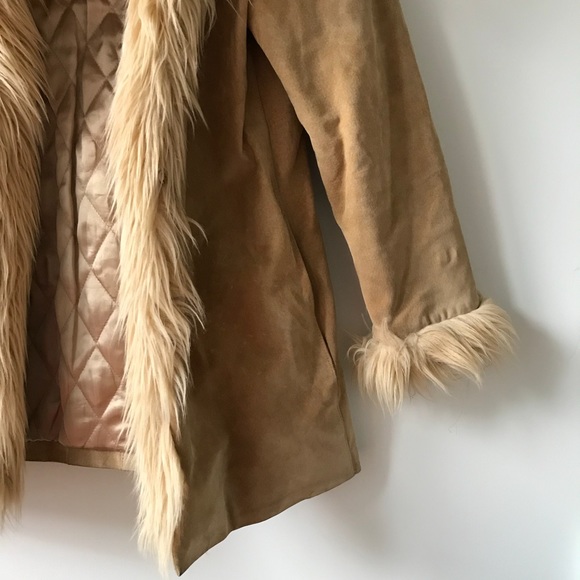 WILSONS LEATHER ~ Vintage Tan Fur Leather Penny Lane Coat - Picture 4 of 7
